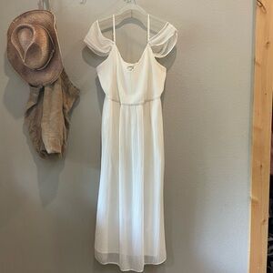 Express White Flutter Sleeve Midi Dress